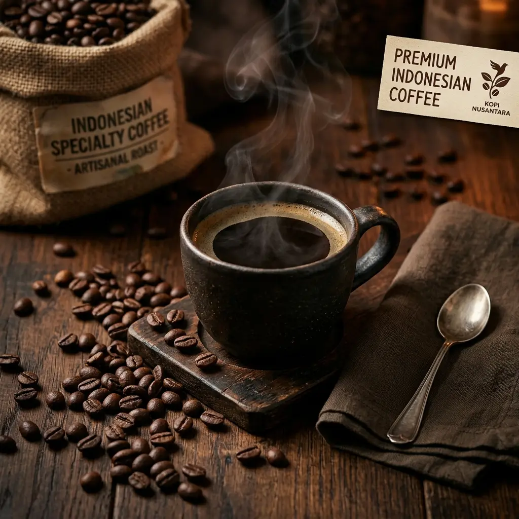 Secangkir kopi dan biji kopi One Refinery